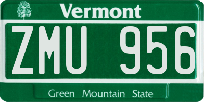 VT license plate ZMU956