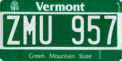 VT license plate ZMU957