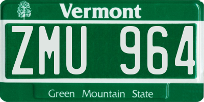 VT license plate ZMU964