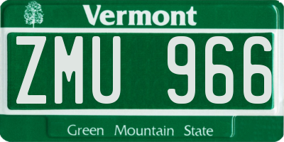 VT license plate ZMU966