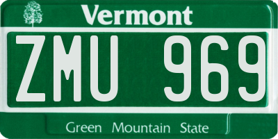 VT license plate ZMU969