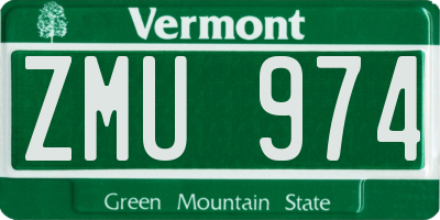 VT license plate ZMU974