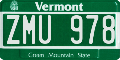 VT license plate ZMU978