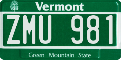 VT license plate ZMU981