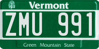 VT license plate ZMU991