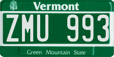 VT license plate ZMU993