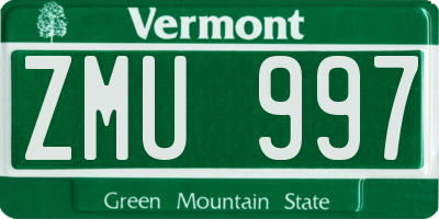 VT license plate ZMU997
