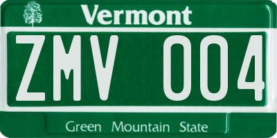 VT license plate ZMV004