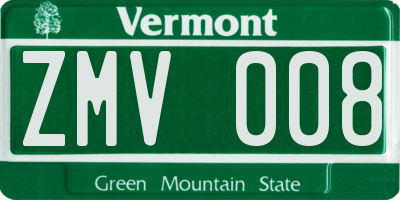 VT license plate ZMV008
