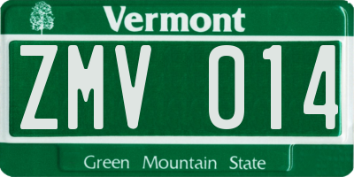 VT license plate ZMV014