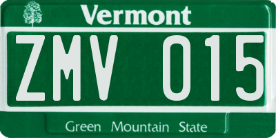 VT license plate ZMV015