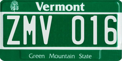 VT license plate ZMV016