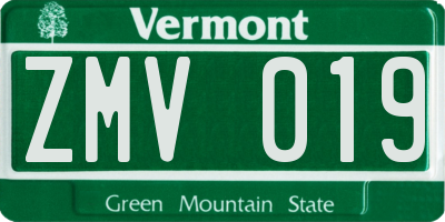 VT license plate ZMV019