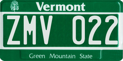 VT license plate ZMV022