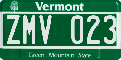 VT license plate ZMV023
