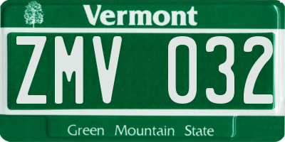 VT license plate ZMV032