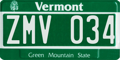 VT license plate ZMV034