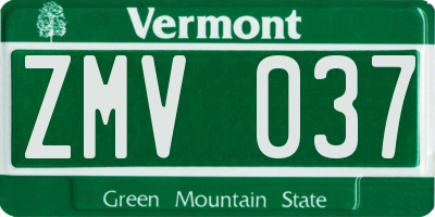 VT license plate ZMV037