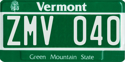 VT license plate ZMV040
