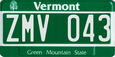 VT license plate ZMV043