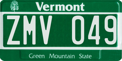 VT license plate ZMV049