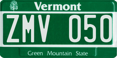 VT license plate ZMV050