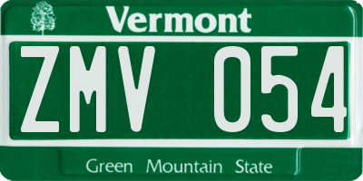 VT license plate ZMV054