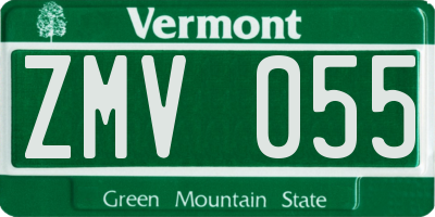 VT license plate ZMV055