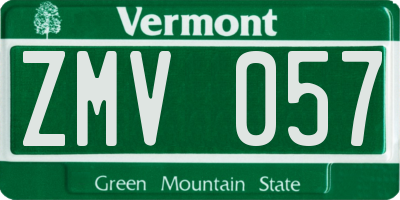 VT license plate ZMV057