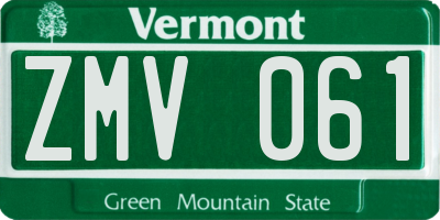 VT license plate ZMV061