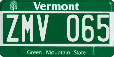 VT license plate ZMV065