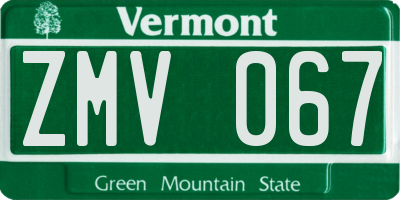 VT license plate ZMV067