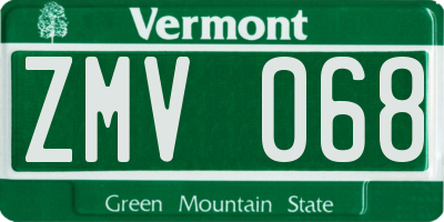 VT license plate ZMV068
