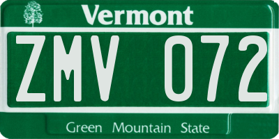 VT license plate ZMV072