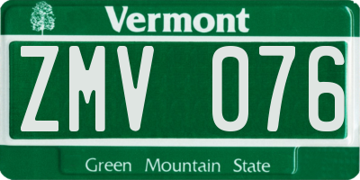 VT license plate ZMV076