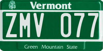 VT license plate ZMV077