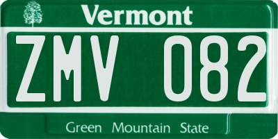 VT license plate ZMV082