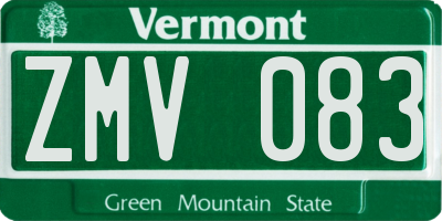 VT license plate ZMV083