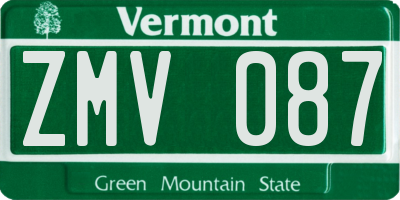 VT license plate ZMV087