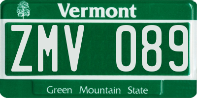 VT license plate ZMV089