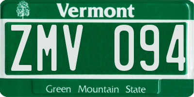 VT license plate ZMV094