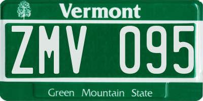 VT license plate ZMV095