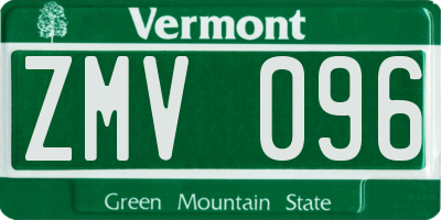 VT license plate ZMV096