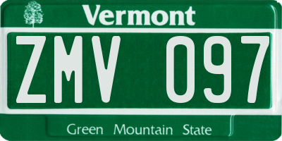 VT license plate ZMV097