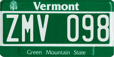 VT license plate ZMV098