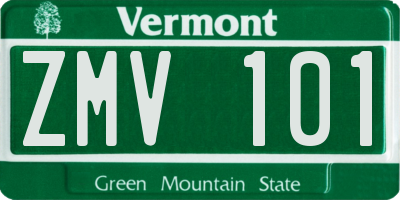 VT license plate ZMV101