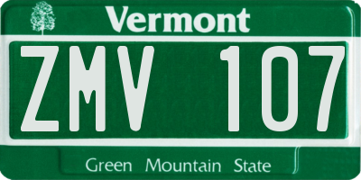 VT license plate ZMV107
