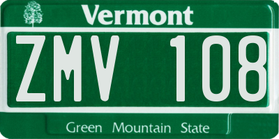 VT license plate ZMV108