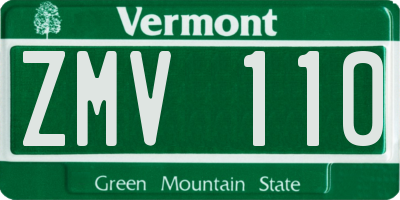 VT license plate ZMV110