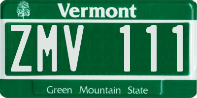 VT license plate ZMV111